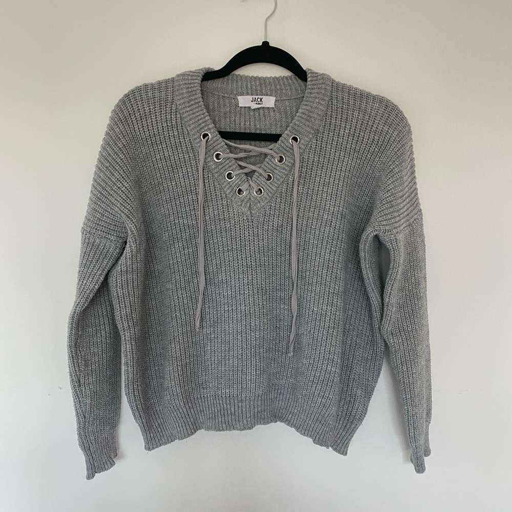 NOT FOR SALE Willard Lace Up Neck Sweater - Picture 4 of 6